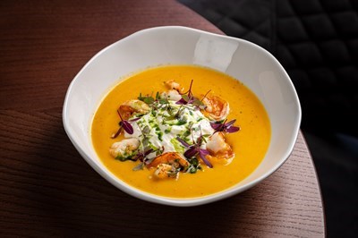 Тыквенный суп с креветками  00903